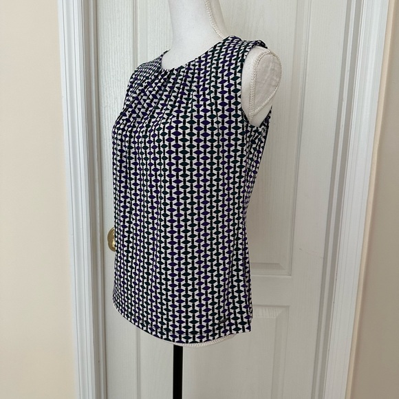 NWT Calvin Klein Woman’s Sleeveless Geometric Blouse Top, Sz PM - Picture 4 of 11